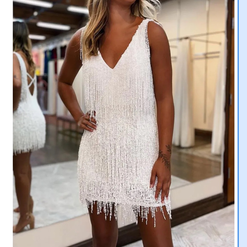 White fringe dress
